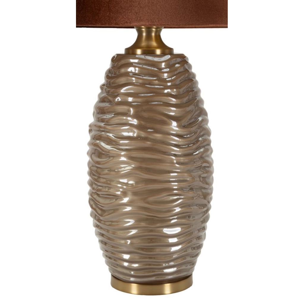 Lampada da Tavolo VKH734, Marrone, Vetro, 79x45,5x45,5 cm
