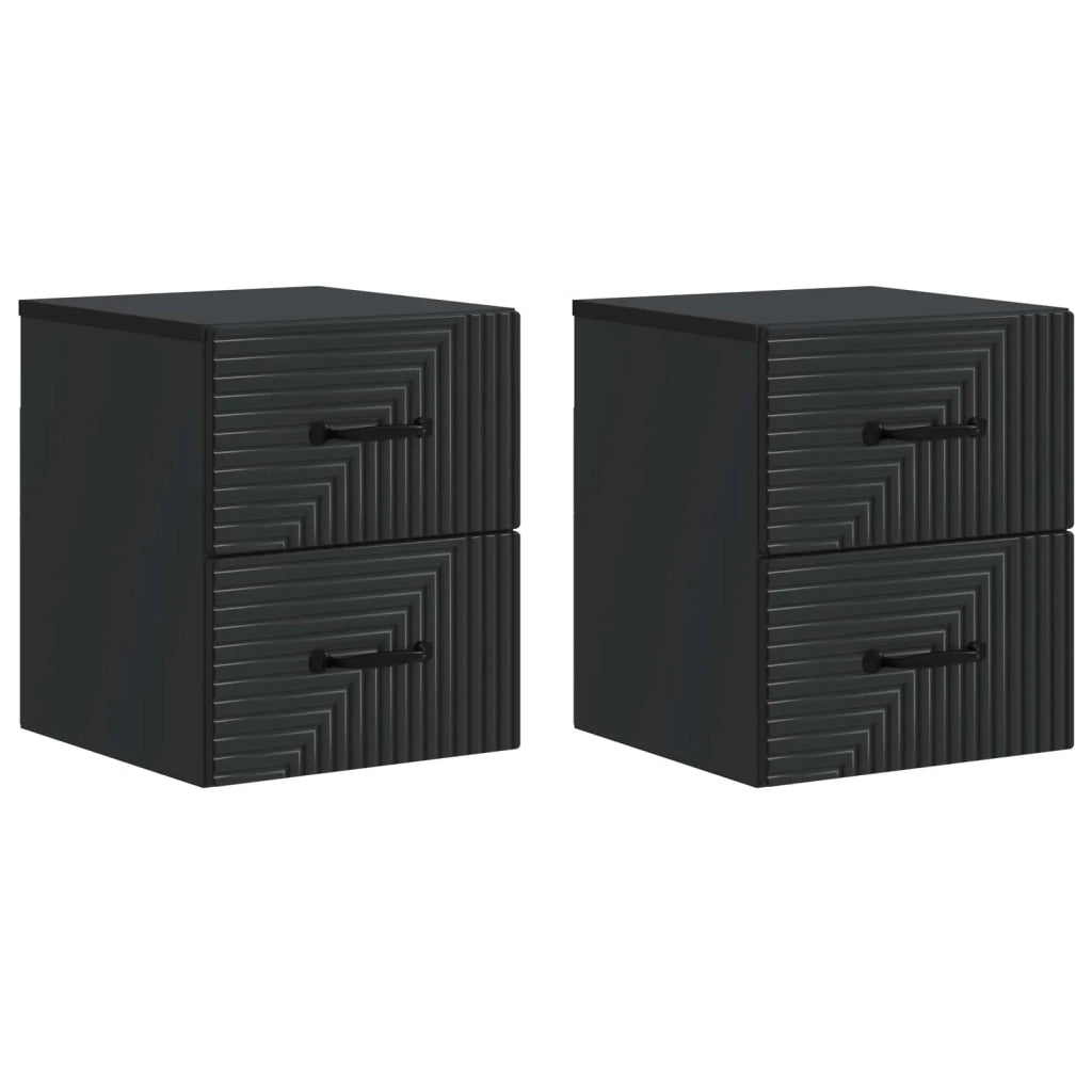 Mobiletto da notte a muro 2 pz Nero 34,5 x 33 x 40 cm 898638