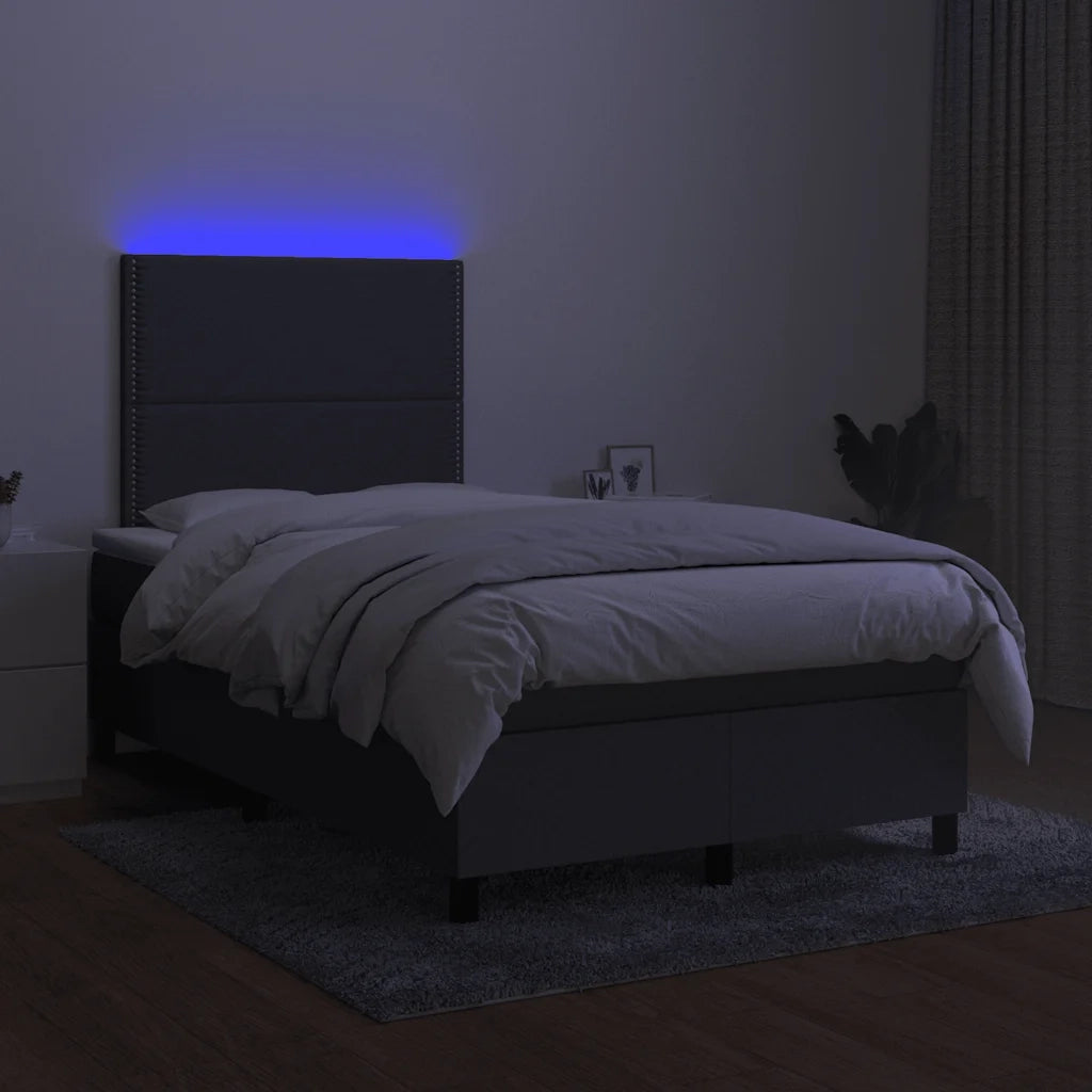 Letto a Molle Materasso e LED Grigio Scuro 120x190cm in Tessuto 3270191