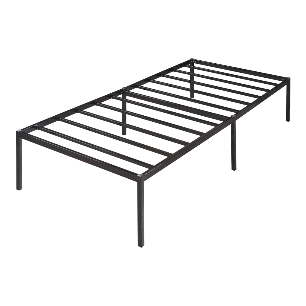 Struttura Letto Singolo Vårdö 90 x 200 cm in Acciaio Nero [en.casa]