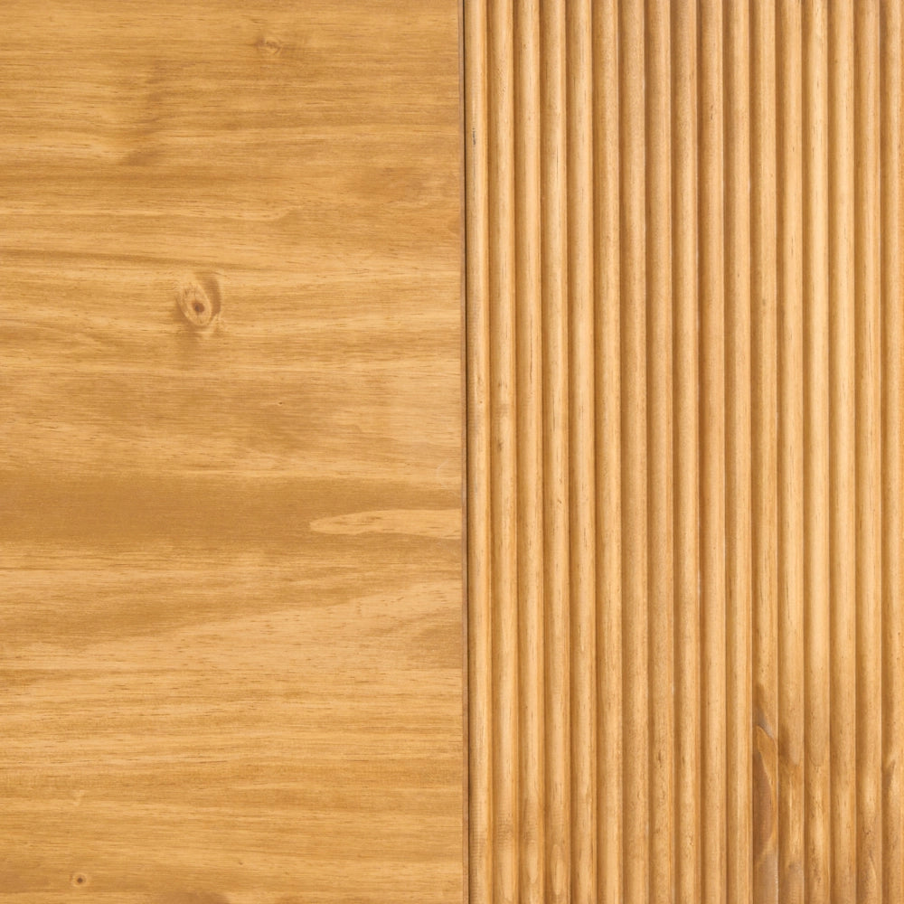 Letto con rete in legno di pino naturale color marrone chiaro, 180 x 200 cm, con testiera in stile scandinavo