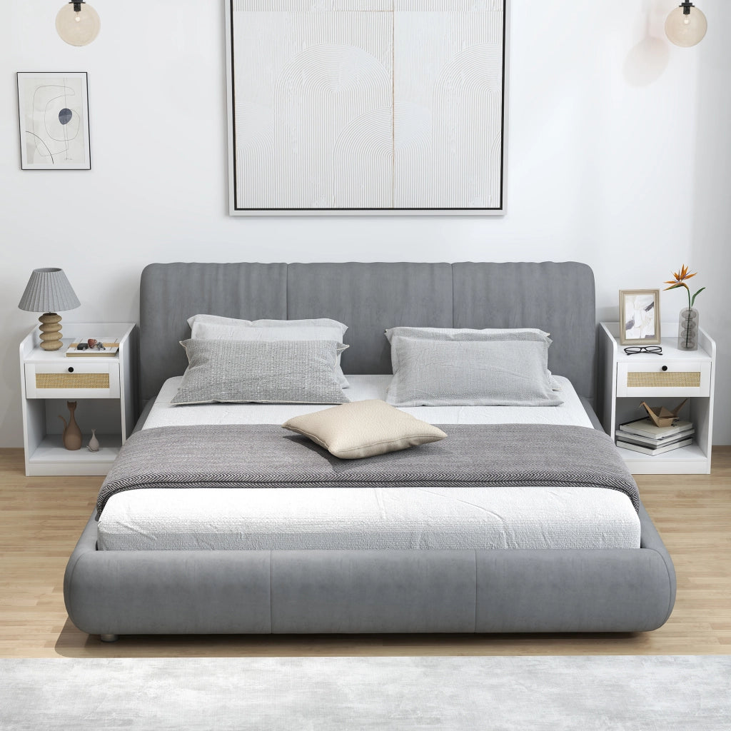 Comodino con cassetto e fronte in rattan ¨C Zephmum ¨C 40x40x53 cm bianco
