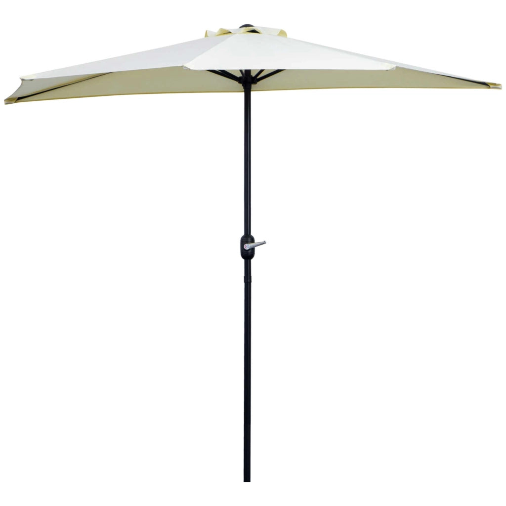 Ombrellone da Terrazza 260x135 cm a Mezzaluna con Apertura a Manovella Beige