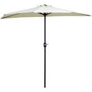 Ombrellone da Terrazza 260x135 cm a Mezzaluna con Apertura a Manovella Beige