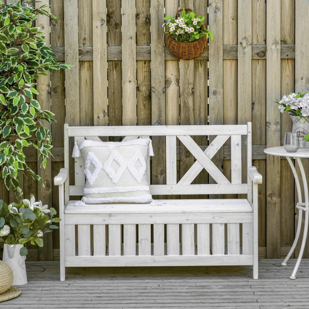 Divano 2 posti con cassetti ¨C zephmum ¨C Bianco 115x61x85 cm