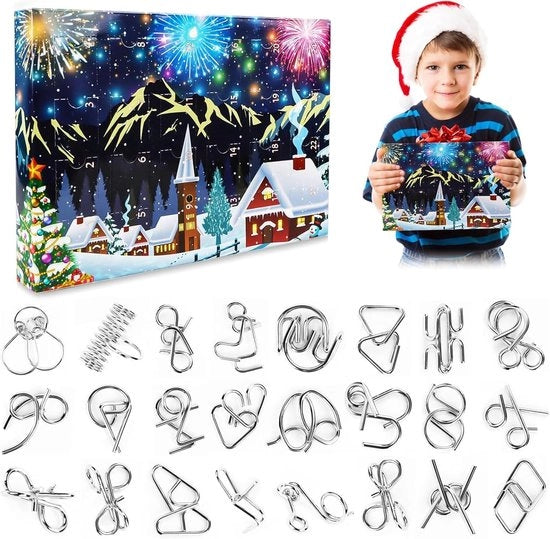 Calendario da Risolvere per Bambini - Gioco di Logica per l'Avvento - Dimensioni 32,2 x 18,7 x 3,8 cm - Adatto per Ragazzi e Ragazze