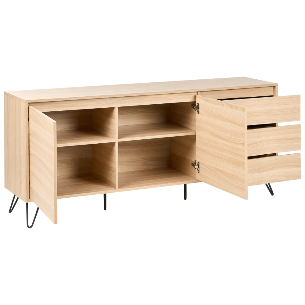 Credenza a 2 ante in truciolato con 2 cassetti marrone chiaro Cardigan camera da letto dal design minimalista