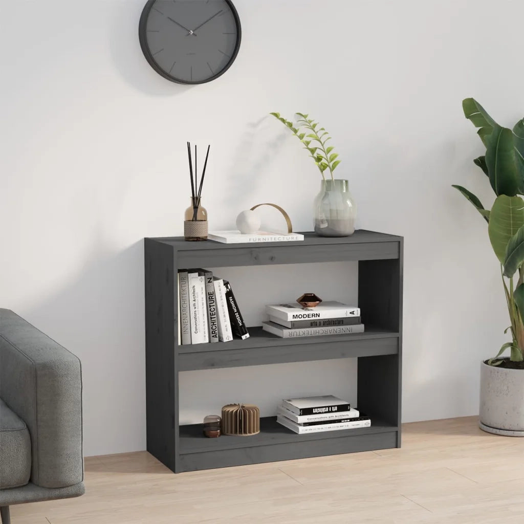 Libreria/Divisorio Grigio 80x30x71,5 cm Legno Massello di Pino 808185