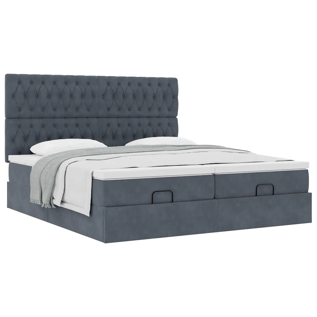 Struttura Letto Pouf con Materassi 160x200 cm in Velluto