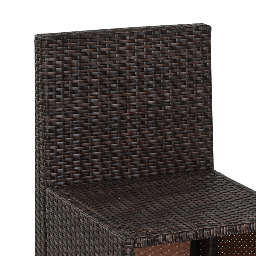 Set Tavolo e 4 Sedie da giardino in Rattan Sintetico e Acciaio con Cuscini Marrone