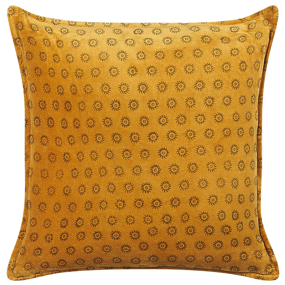 Cuscino decorativo velluto arancione 45 x 45 cm modello stampa blocco boho decor accessori