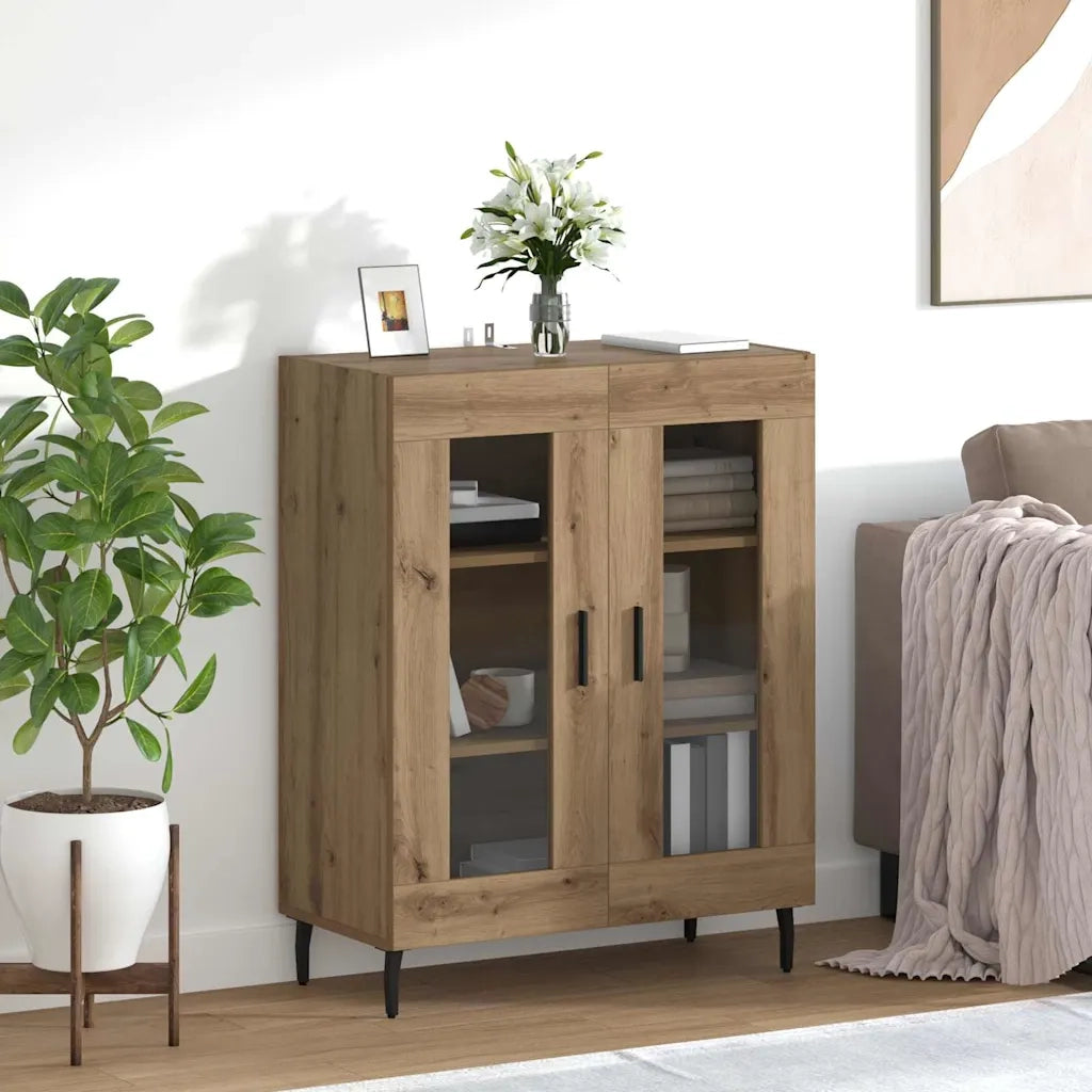 Credenza | Madia | Buffet da pranzo | Armadio da pranzo Rovere artigianale 69,5 x 34 x 90 cm Legno multistrato