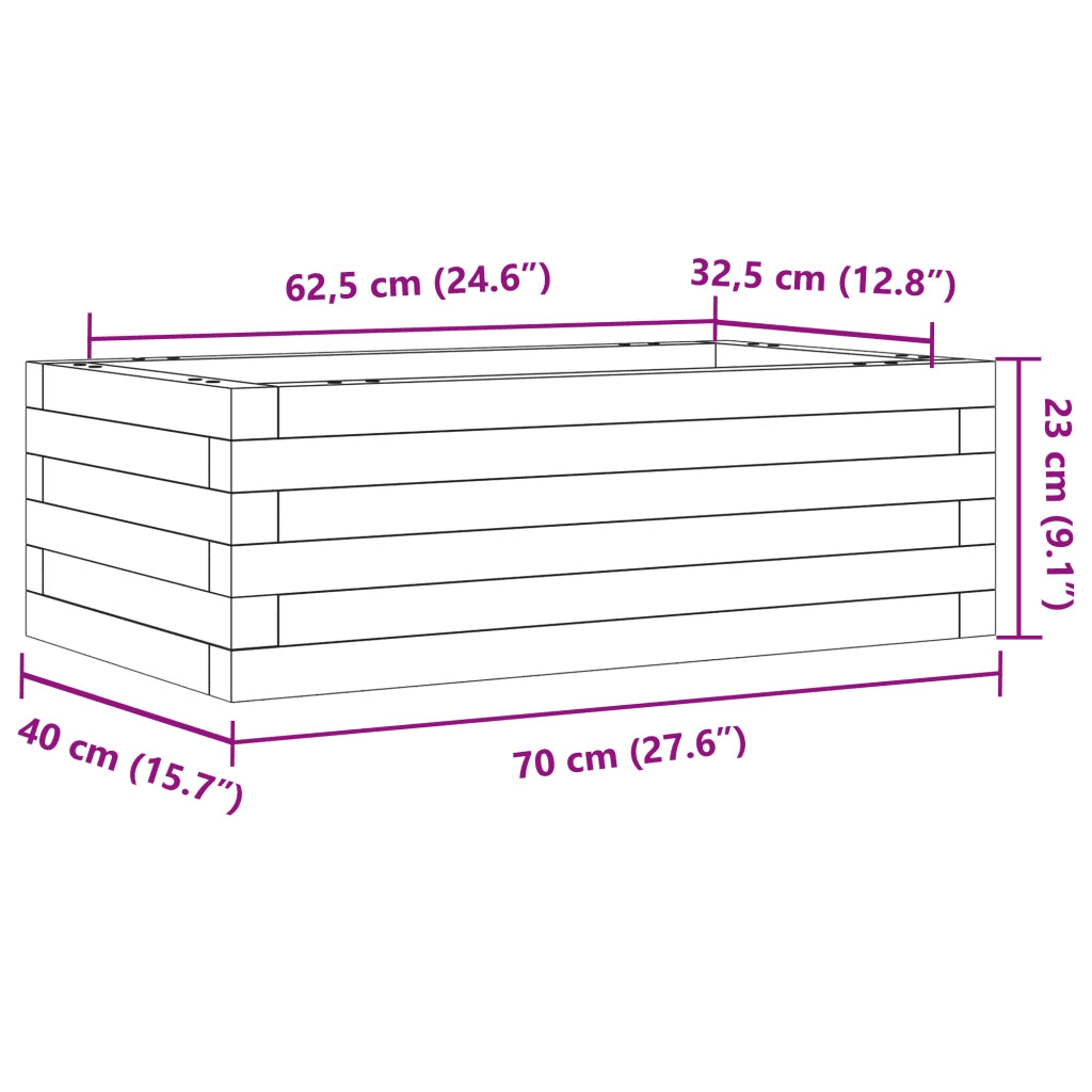 Fioriera Giardino Marrone Cera 70x40x23cm Legno Massello Pino 847220