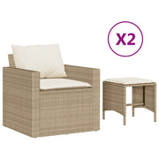 Set Divano da Giardino 4 pz | Set Salotto da Giardino con Cuscini Beige in Polyrattan