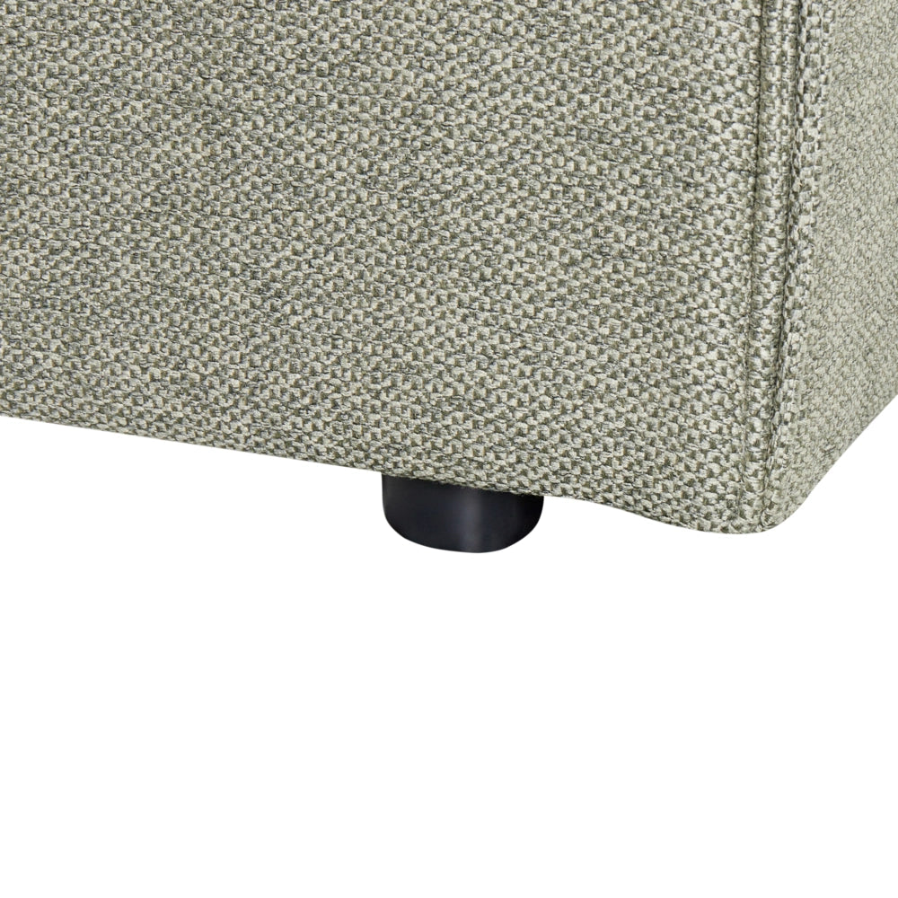 Letto ad acqua king size UE con rivestimento in tessuto di lino verde e gambe nere 160 x 200 cm con testiera e struttura a doghe per camera da letto.
