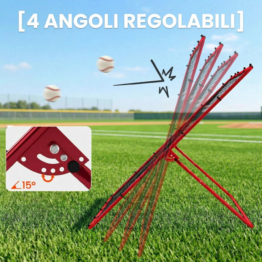 Rete da Rimbalzo Portatile per Calcio 112x100x180 cm con 4 Angolazioni Regolabili