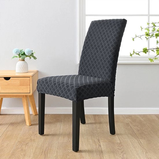 Sedia con tessuto jacquard, schienale rigido con alta schiena, sedia universale per ristoranti, sedia imbottita - grigio scuro
