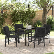 Set da Pranzo per Giardino con cuscino 5 pcs Nero polyrattan 3380205