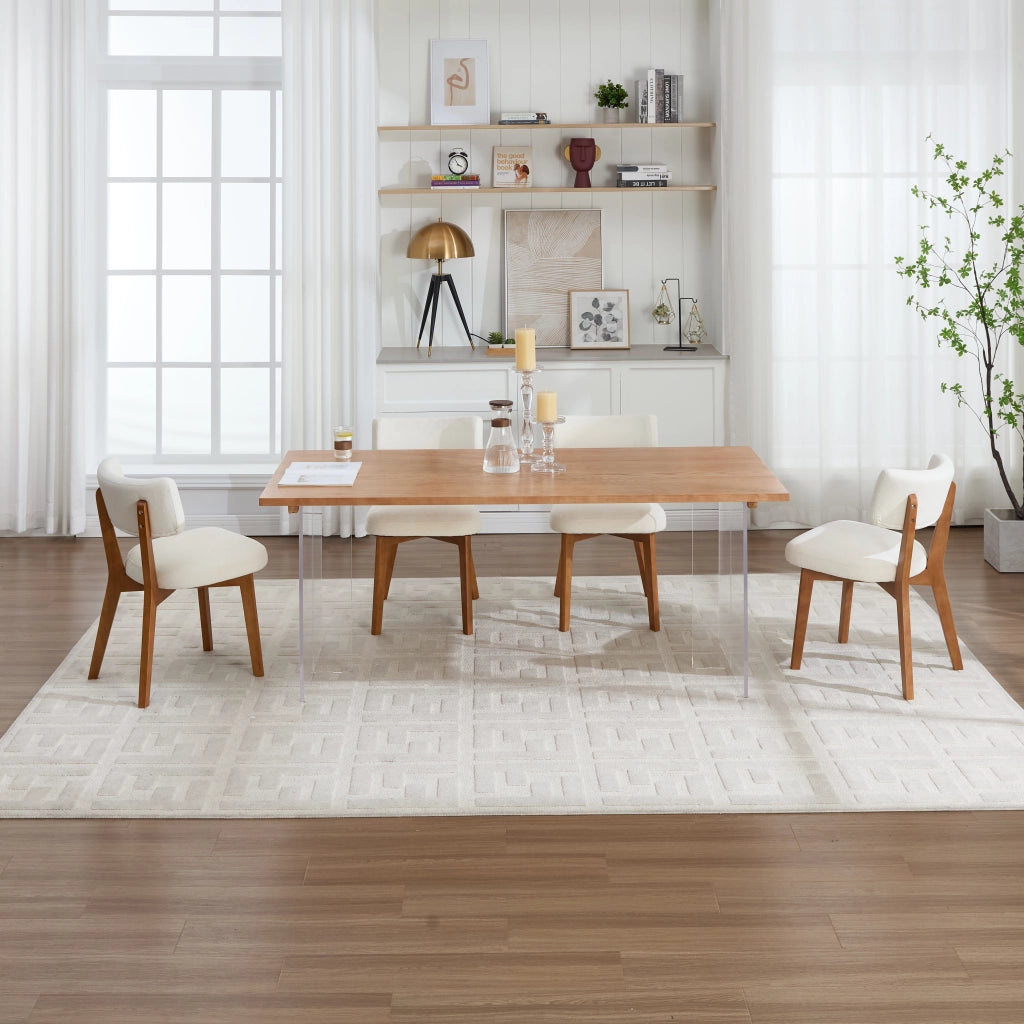 SEDIA Imbottita 54,5x47x77 cm in Legno massello Beige