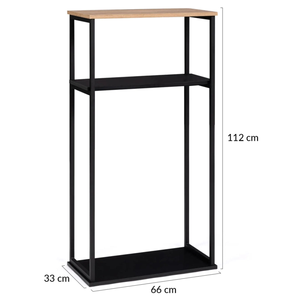 IDMarket - Portalegna per camino verticale in acciaio nero con ripiani 33 x 66 x 112 cm