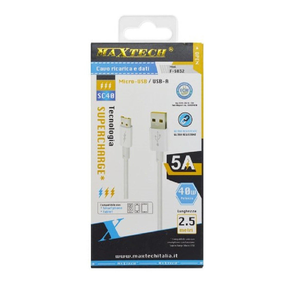 Trade Shop - Cavo Micro Usb 2.5mt Supercharge Ricarica Rapida 5a Dati Smartphone F-s032 Tablet -