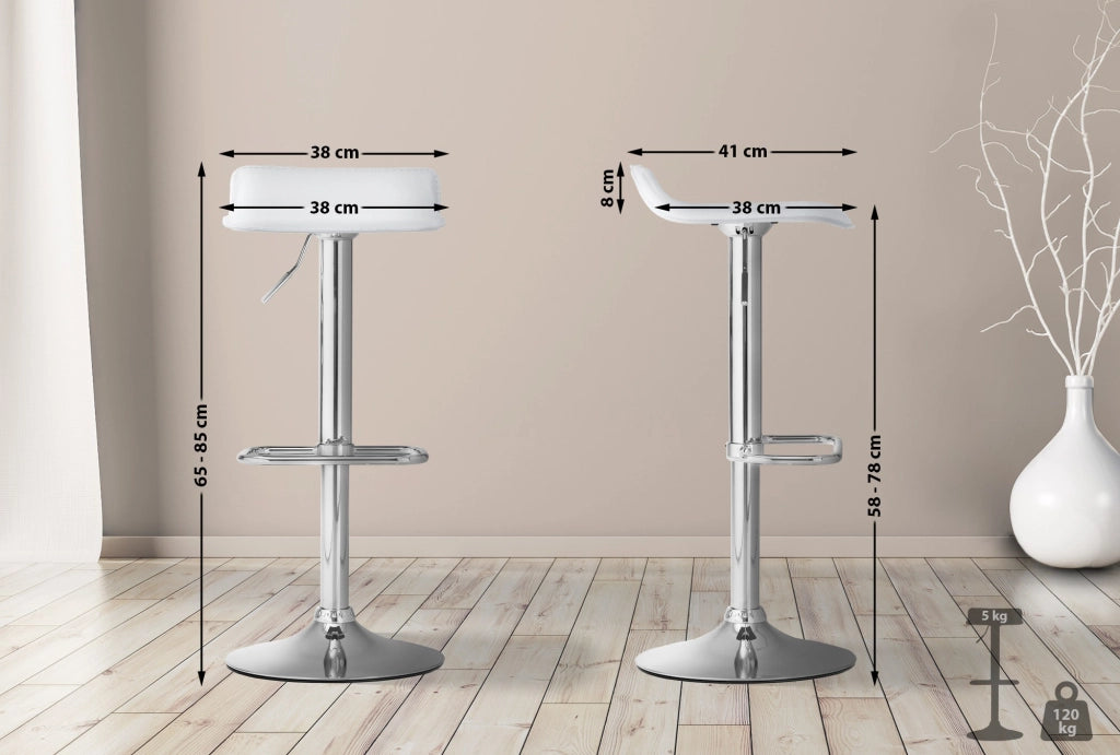 Sgabello bar Dyn in similpelle bianco