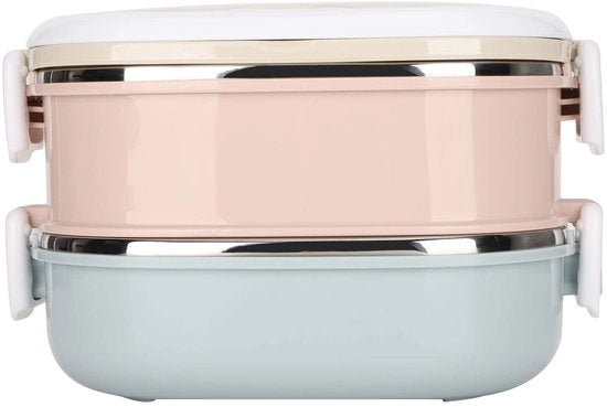 Lunchbox Isolato - Contenitore di Cibo Portatile - Doppia Lastra - Acciaio Inox 304 - Igiene - Conservazione del Calore 2 Ore
