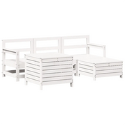 Set Salotto da Giardino 5 pz | Set di Mobili da Esterno Bianco in Legno Massello di Pino