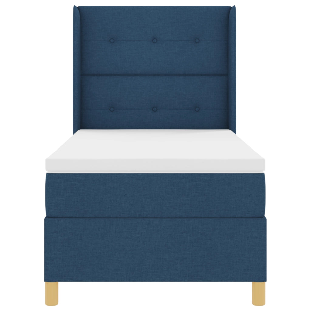 Letto a Molle con Materasso Blu 100x200 cm Tessuto