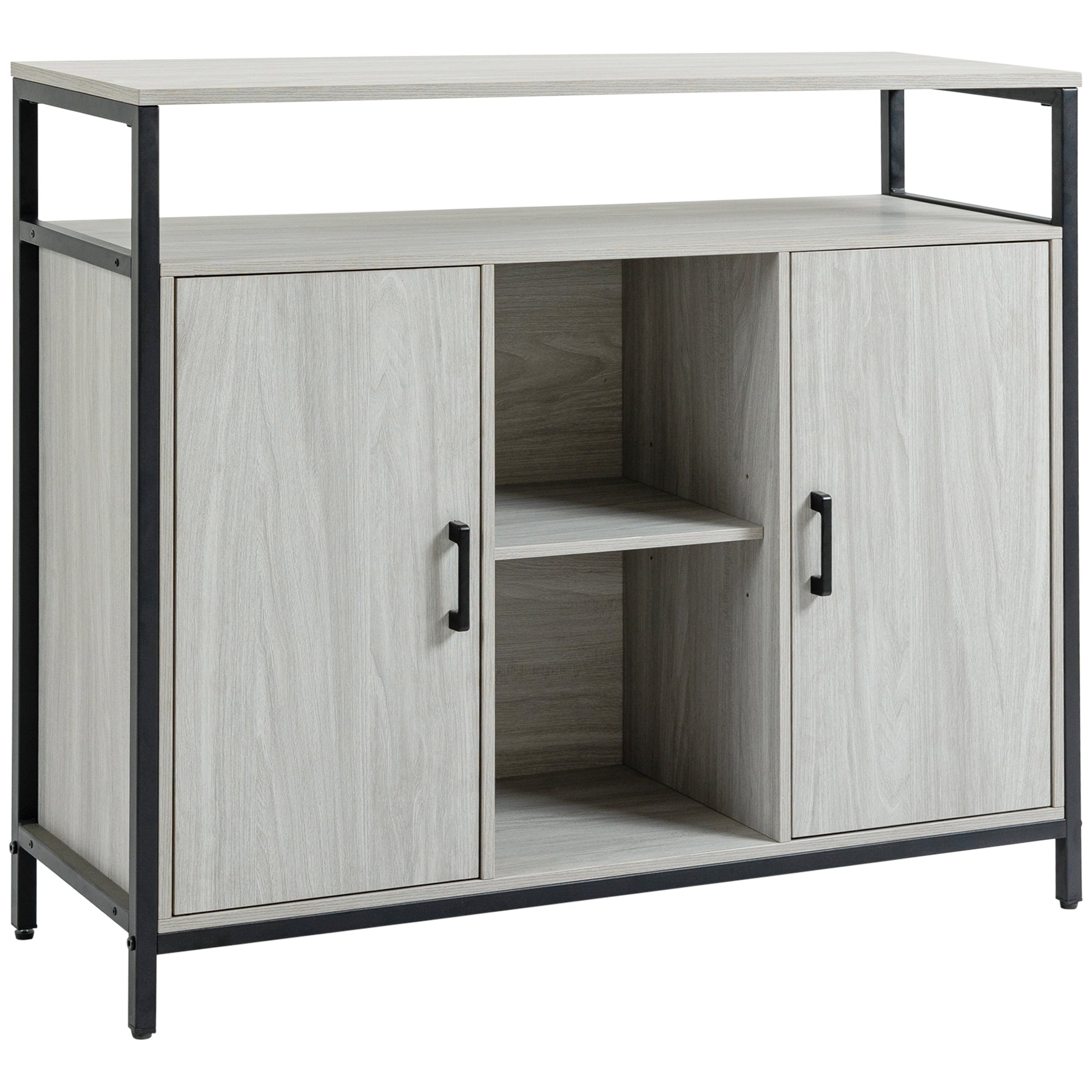 Credenza 2 Ante 5 Ripiani 100x34x87,2 cm in Legno Grigio
