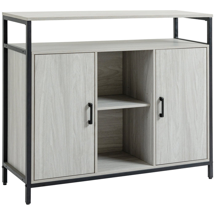 Credenza 2 Ante 5 Ripiani 100x34x87,2 cm in Legno Grigio