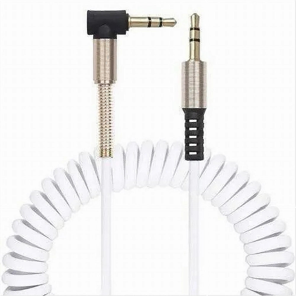 Trade Shop - Cavo Prolunga Aux A Spirale Mini Jack Da 3,5 Mm Audio Angolo Retto 1 Mt Aux3-s1m -
