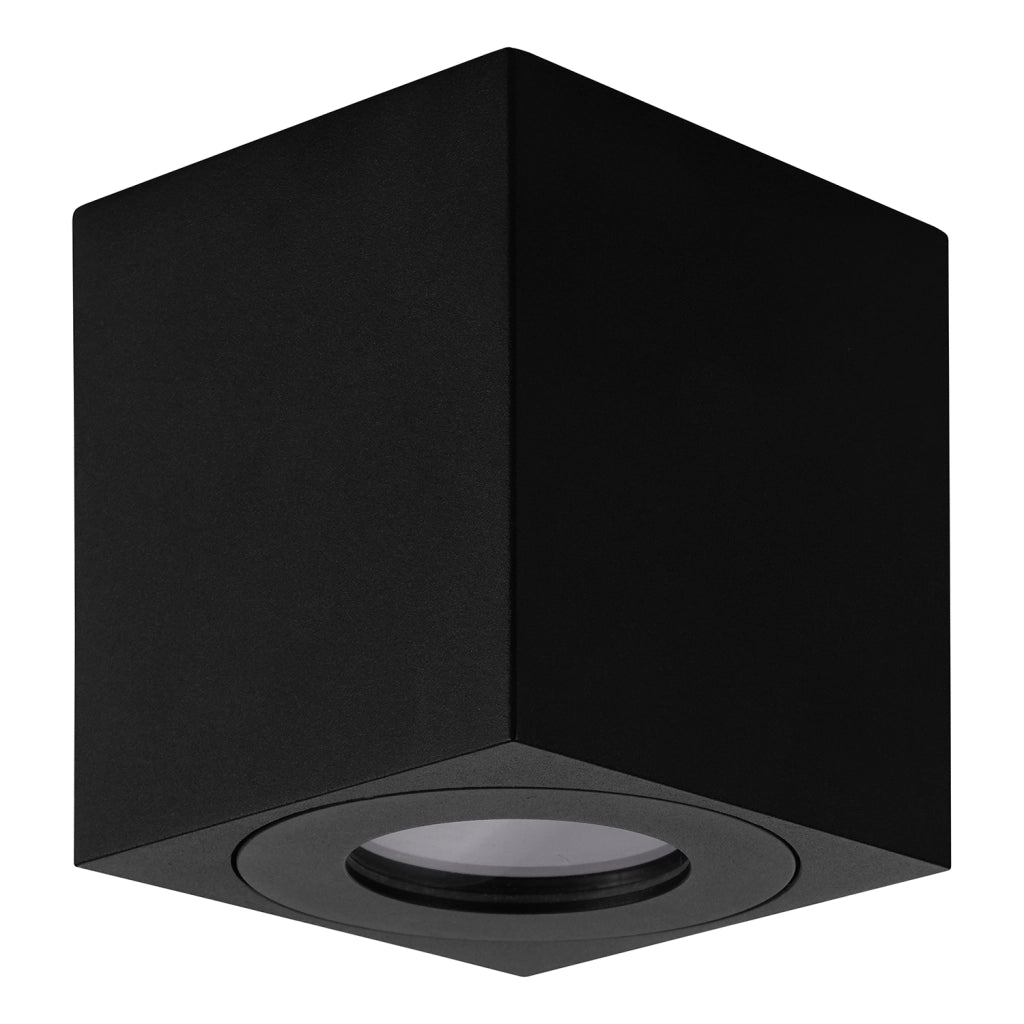 Plafoniera Esterno Moderna Quadrato Torrecola Alluminio Nero 1 Luce Gu10