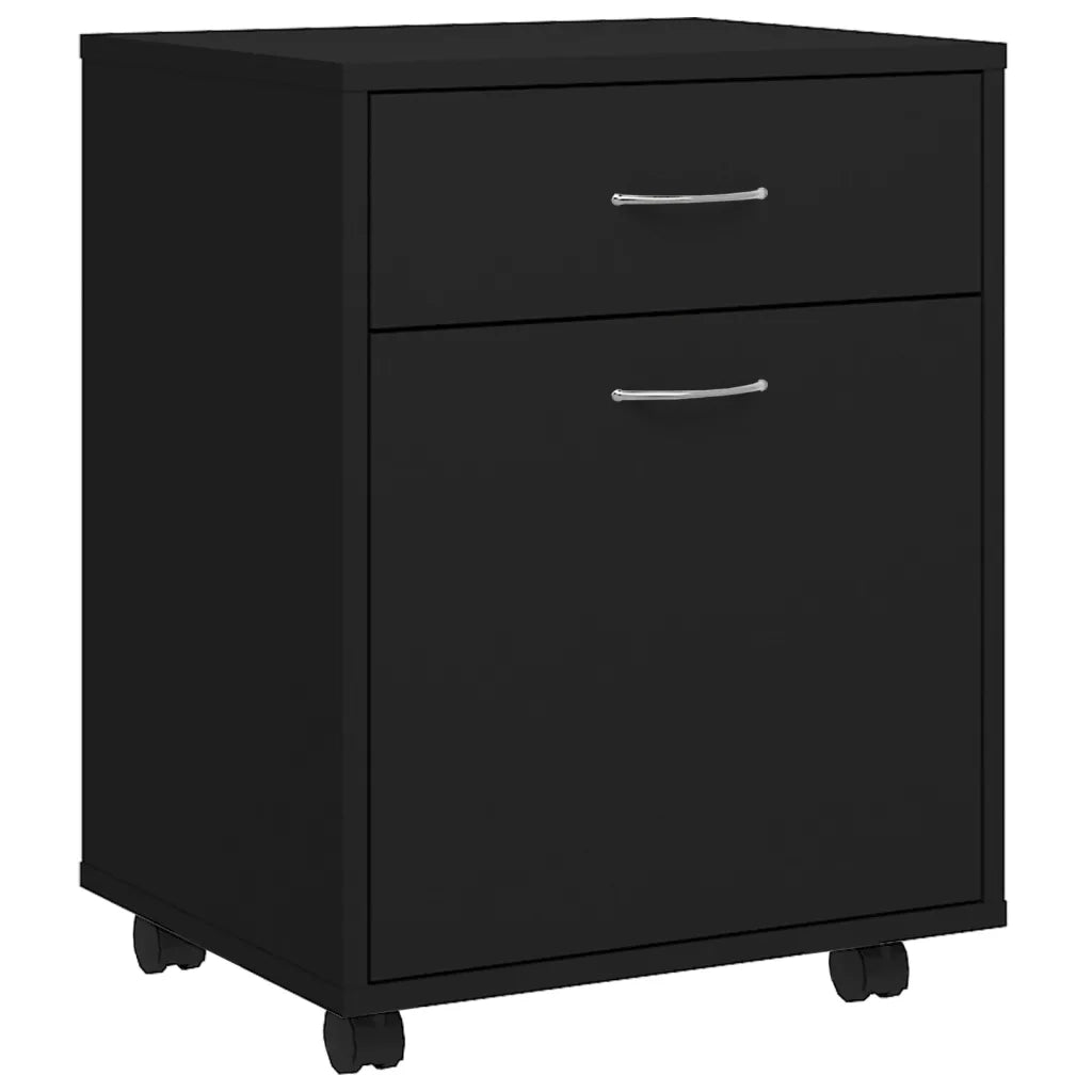Mobiletto con Rotelle Nero 45x38x54cm in Legno Multistrato 808441
