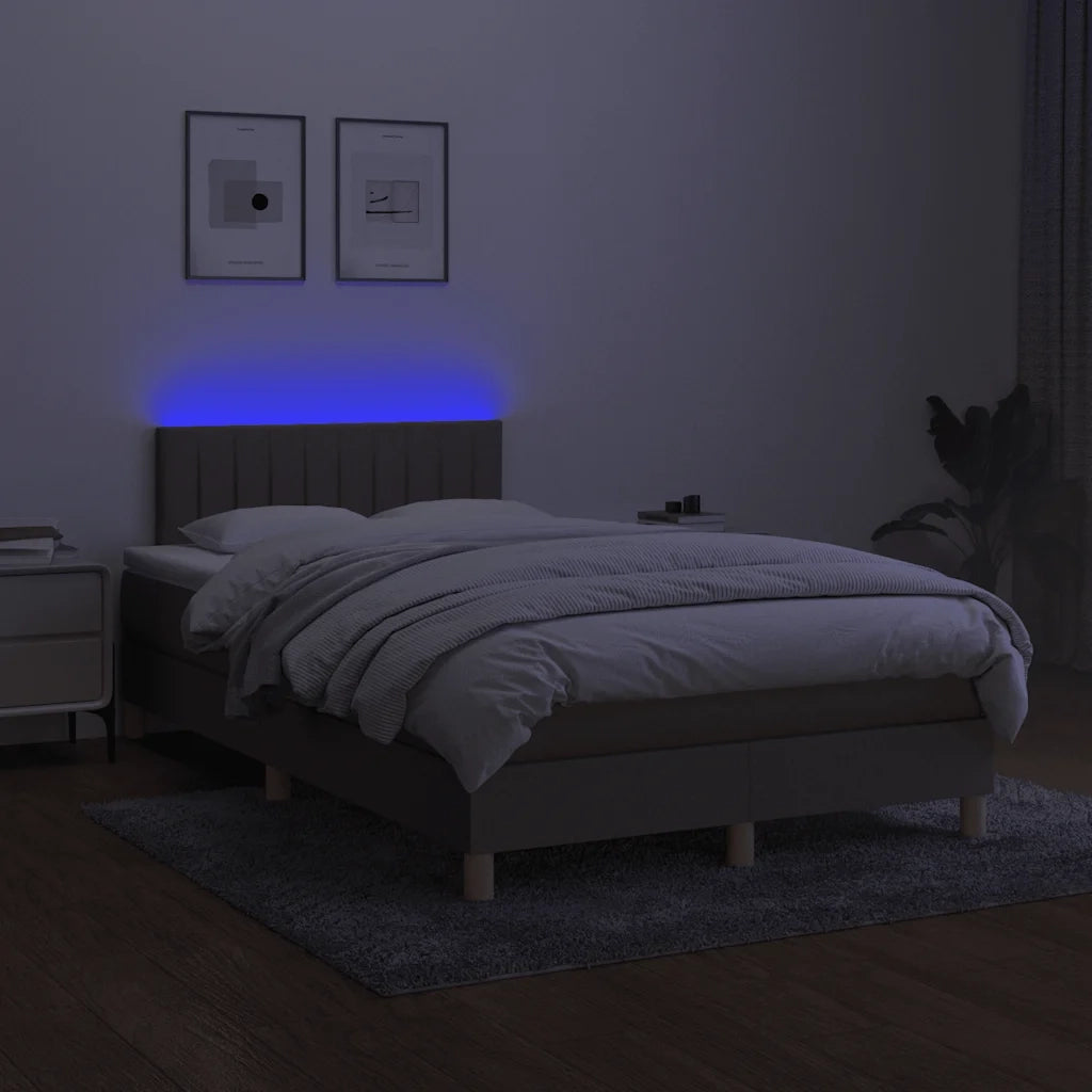 Letto a Molle con Materasso e LED Tortora 120x190 cm in Tessuto 3270106