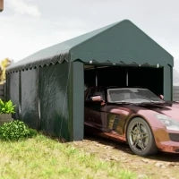 Tenda Garage 3 x 6m, Tenda per Auto Resistente con 2 Porte Avvolgibili, Telo 200g PE, Verde