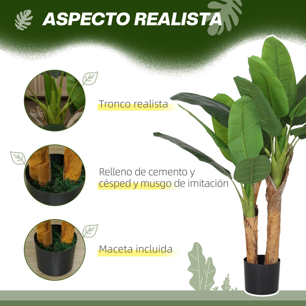 Planta Artificiale Banano 120 cm con Vaso ¨C Zephmum ¨C Verde Sintetico