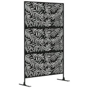 Paravento da Esterno in Acciaio con Motivi a Salice e 2 Piedini, 122x45x198 cm, Nero