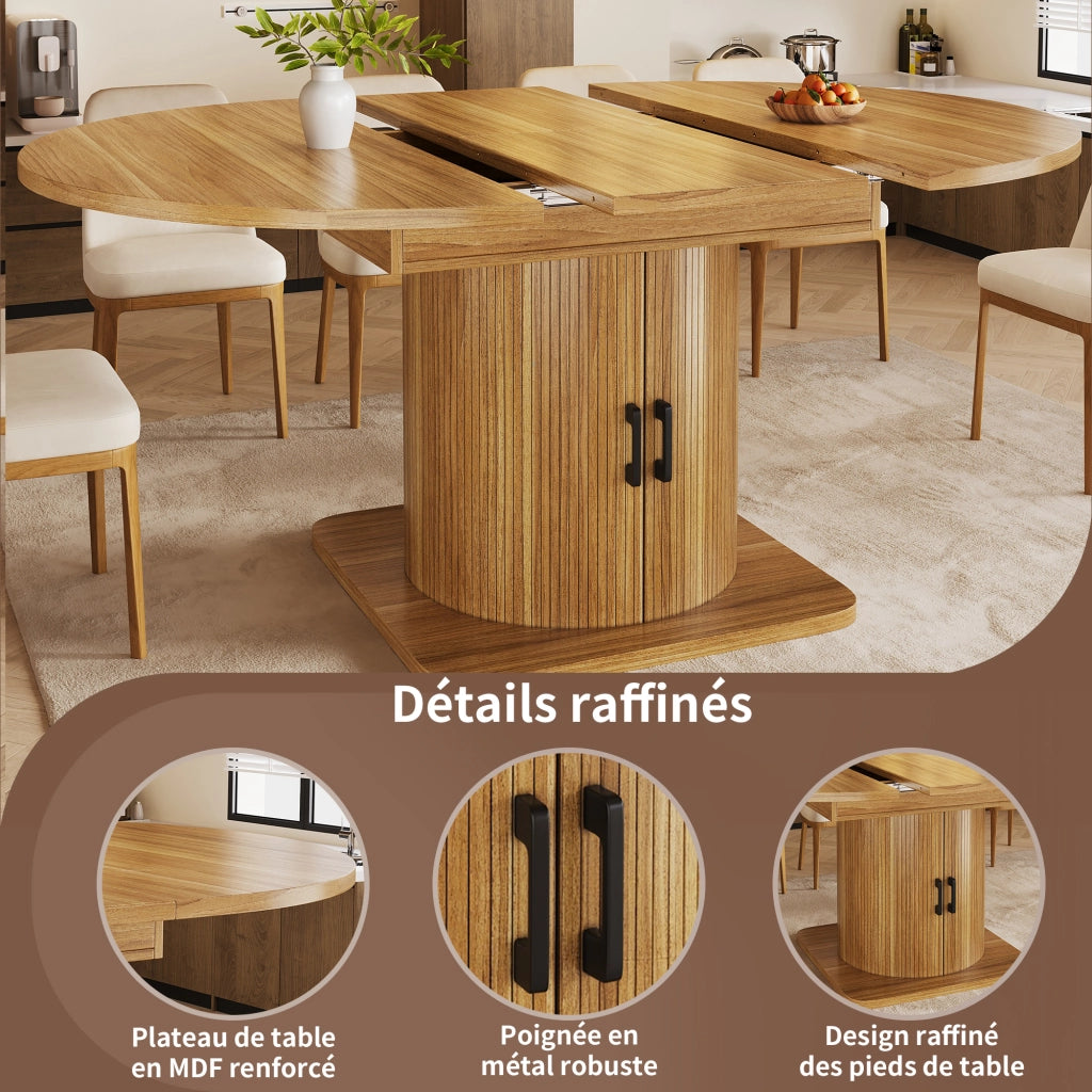 Tavolo allungabile da sala da pranzo con ampio vano contenitore; ripiani removibili; per cucina e soggiorno; 118 × 118 × 76 cm