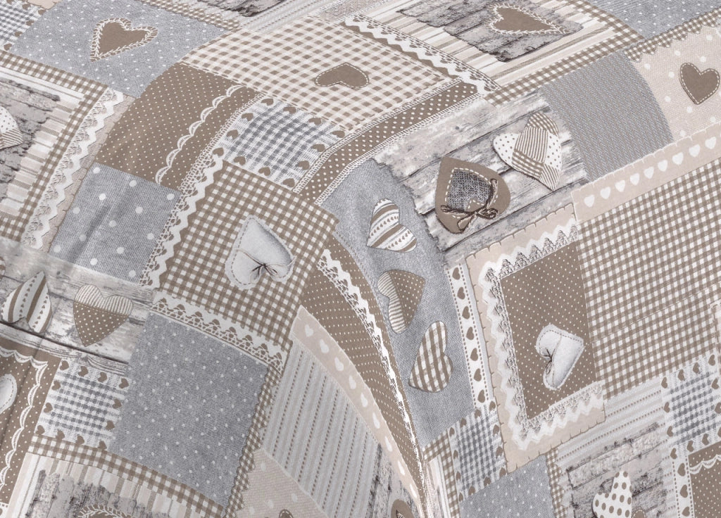Completo Lenzuola Letto Camera In 100% Cotone Made Italy Vari Disegni RP - 2 Piazze - Aprica Beige