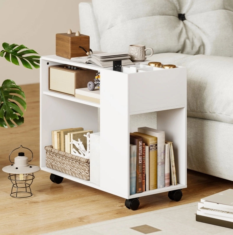 Supporto per stampante 70x34x60 cm in truciolato bianco con ruote