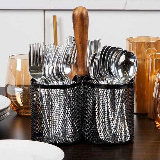Cassa di conservazione per utensili - Organizzatore di posate - Caddy in metallo - 75" L x 75" P x 975" H - Nero