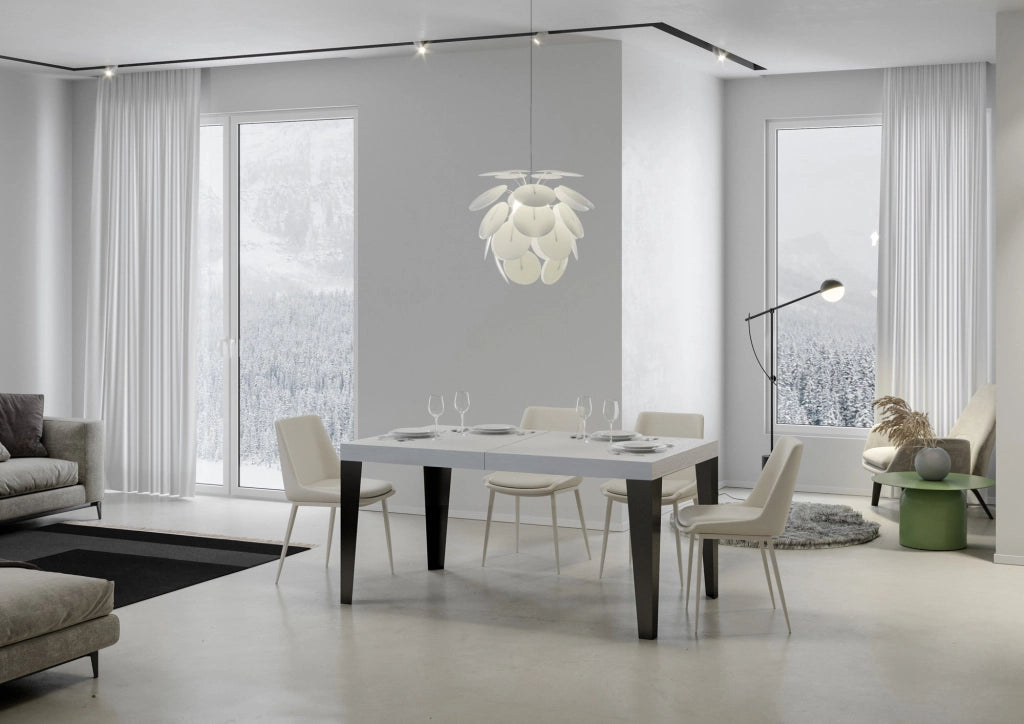 Tavolo Allungabile 200-460x90x77 cm Flame Bianco Frassino Telaio Antracite