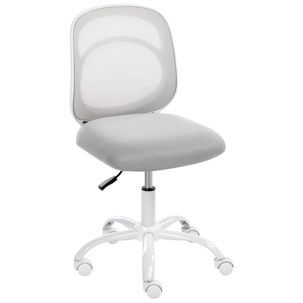 Sedia da scrivania Grigio chiaro Rivestimento in tessuto Base in ferro Girevole Altezza regolabile Senza braccioli home office cameretta