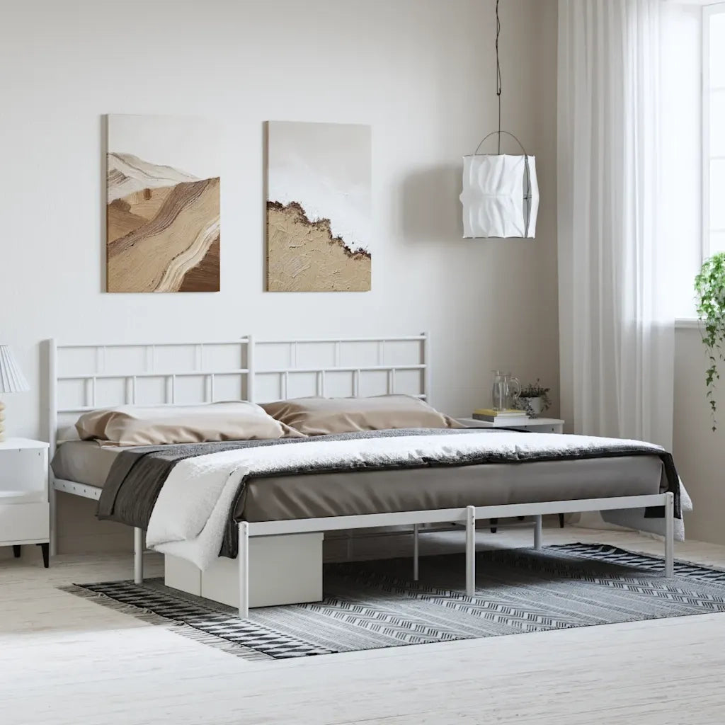 Giroletto con Testiera-Struttura Letto con testiera Metallo Bianco 183x213 cm 940644