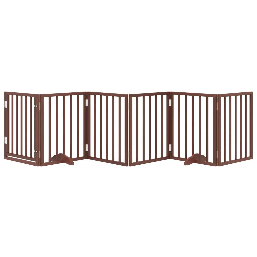 vidaXL Cancello Cani Porta Pieghevole Marrone 6 Pannelli 300cm Pioppo