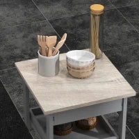 Carrello da Cucina con Cassetto, 2 Vassoi Estraibili e Ripiano Fisso, in Legno di Pino e MDF, 37x37x76 cm