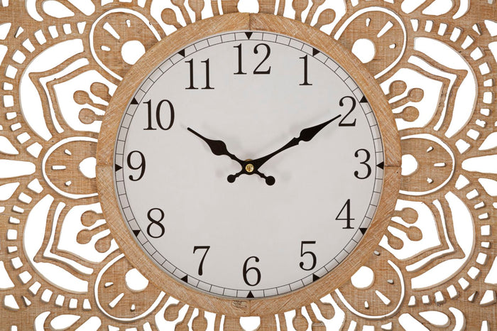 Orologio da Muro Carving Ø 60x4,5 cm in Rattan