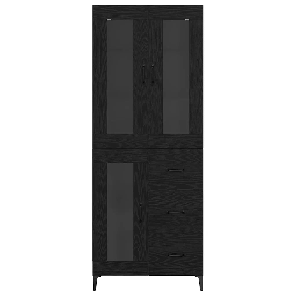 Credenza | Madia | Buffet da pranzo | Armadio da pranzo Rovere Nero 69,5 x 34 x 180 cm Legno multistrato