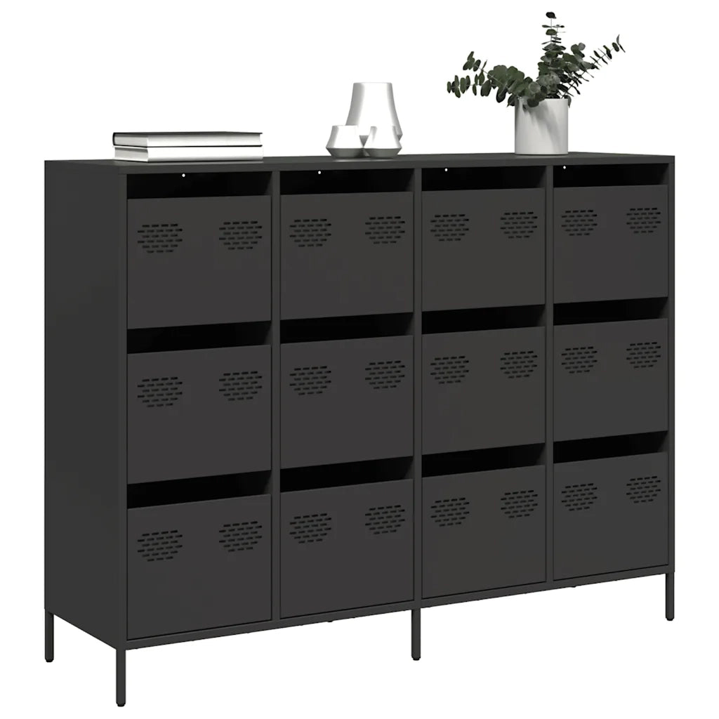 Credenza Nera 135x39x103,5 cm in Acciaio Laminato a Freddo 3307173